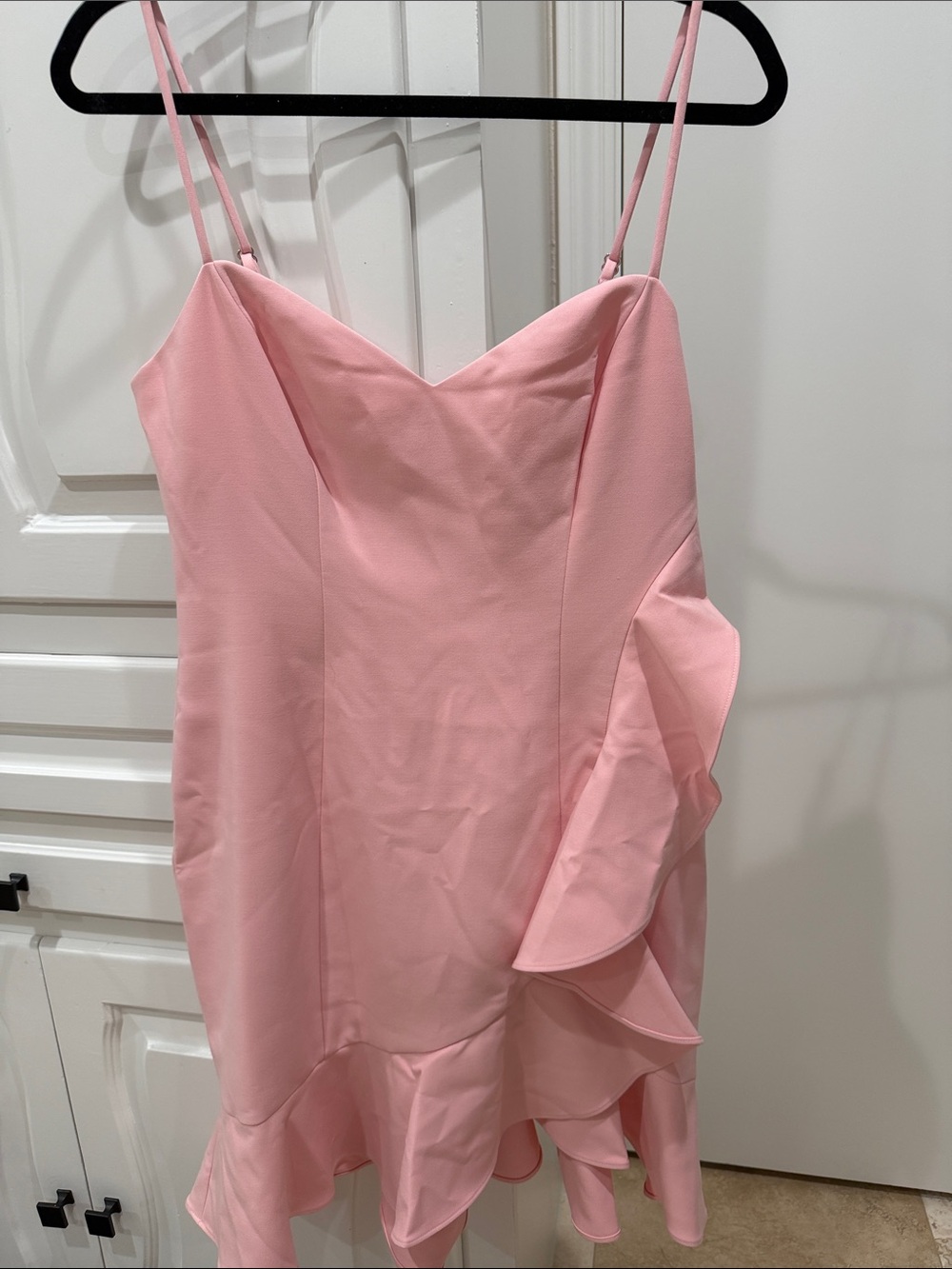 Likely Pink Spaghetti Strap Ruffle Mini Dress